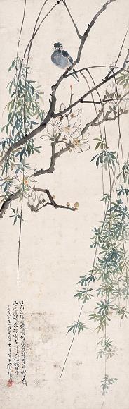 陈树人 1933年作 花鸟 立轴 设色纸本