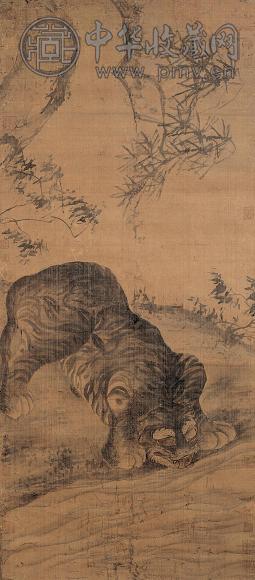牧溪(款) 饮水图 立轴 设色绢本