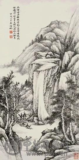 吴湖帆 1934年作 水墨山水 立轴 纸本