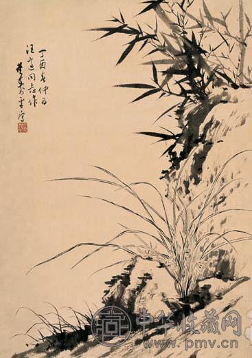 董寿平 兰石图 镜心 水墨纸本