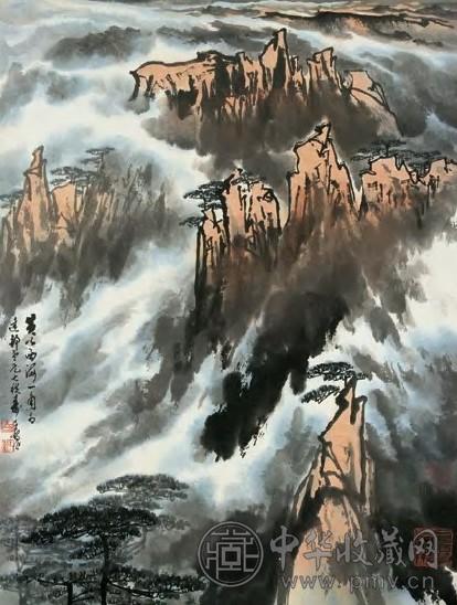 徐子鹤 黄山云海 镜框 设色纸本