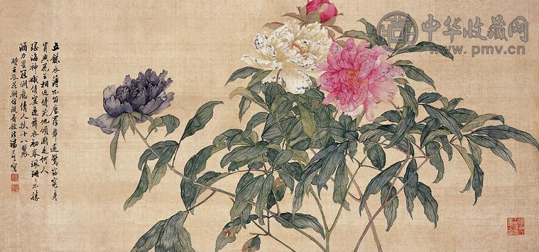 汤世澍 壬辰(1892年)作 花卉 镜心 设色绢本