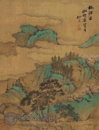 万上遴 桃源图 镜心 绢本