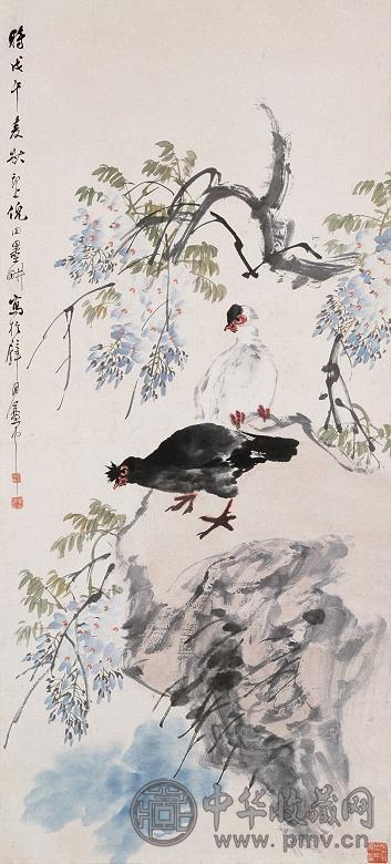 倪墨畊 花卉 立轴 设色纸本