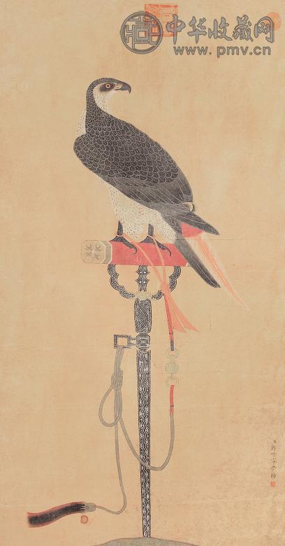 郎世宁 花鸟 立轴 设色绢本