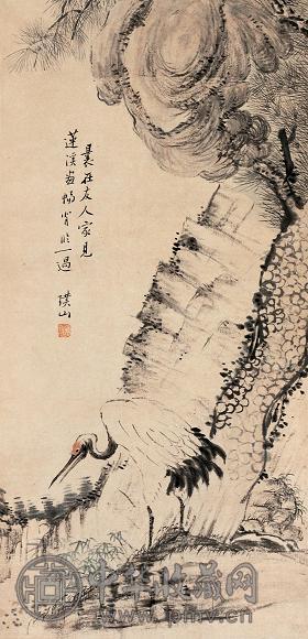 张璞山 松鹤图 立轴 设色纸本