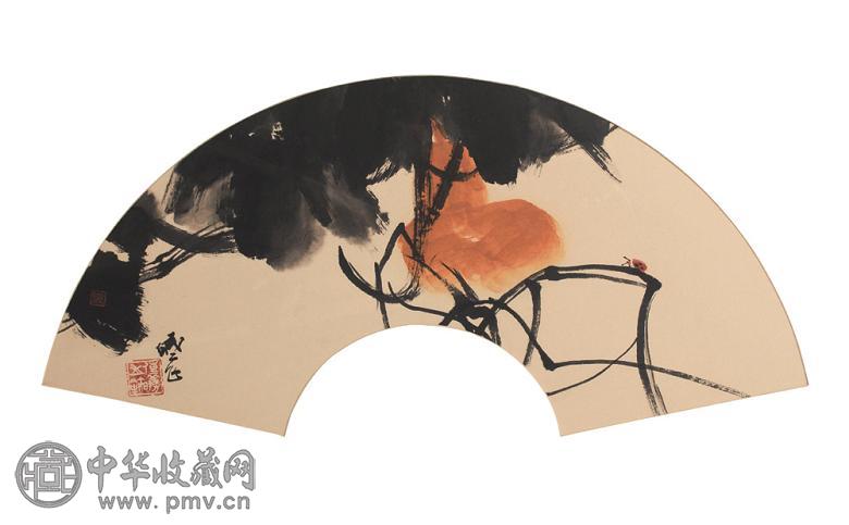 舒传曦 葫芦 镜心扇面 设色纸本