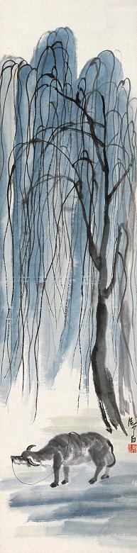 娄师白 柳牛 镜心 设色纸本