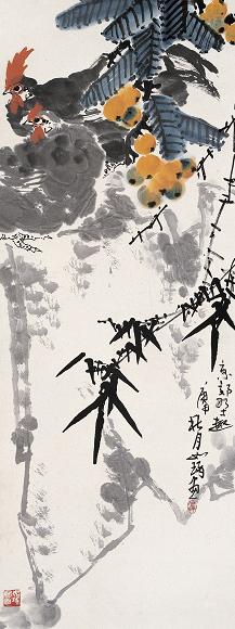 崔如琢 庚申(1980年)作 双吉枇杷 镜心 纸本