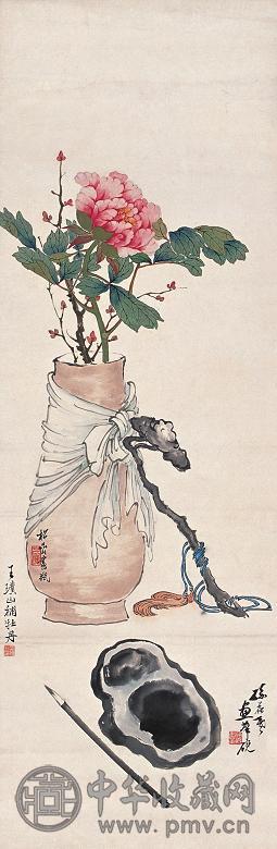 钱松嵒 王璞山 孙葆羲 合欢图 立轴 设色纸本