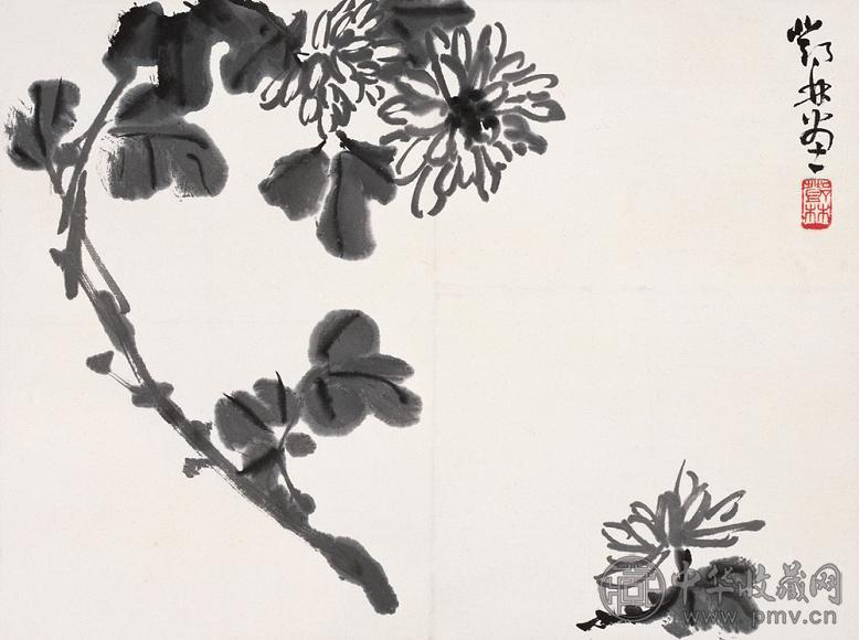 邓林 菊花 镜心 水墨纸本