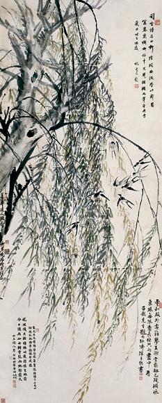 李叔培 等 柳燕 立轴 设色纸本