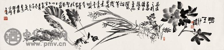 舒传熙 1975(乙卯)年作 花卉 横幅 水墨纸本