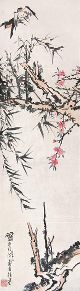 潘天寿(款) 花鸟 立轴 设色纸本