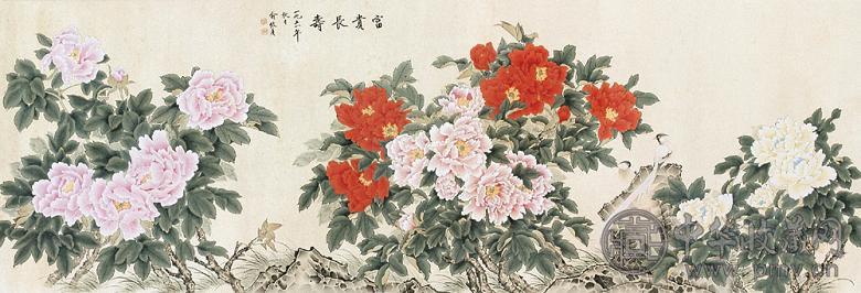 俞致贞 富贵长寿 镜心 设色纸本