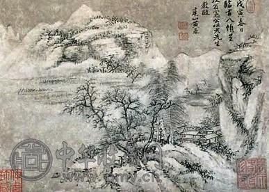 黄鼎 山水 册页(10开) 设色绢本