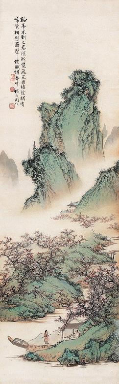 周怀民 梅林抚琴 立轴 设色纸本