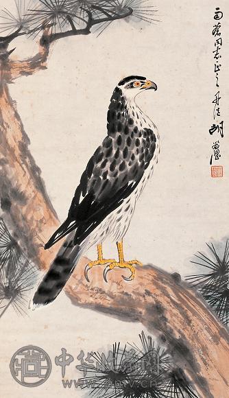 胡若思 松鹰图 镜心 设色纸本