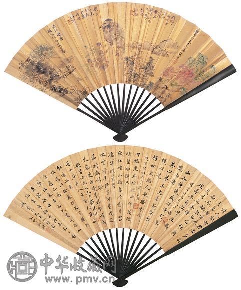 任伯年 任预 张熊 胡公寿 花鸟 书法 成扇 金笺