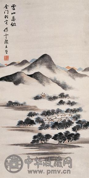 笪重光 云山图 立轴 设色纸本