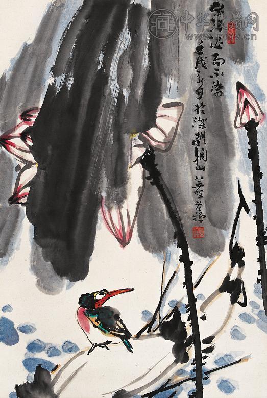 李苦禅 1982年作 花鸟 立轴 设色纸本