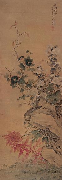 高士彦 老圃秋容 立轴 设色绢本