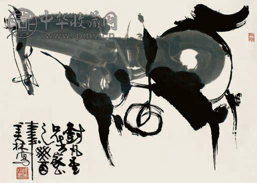 韩美林 立马图 镜心 设色纸本