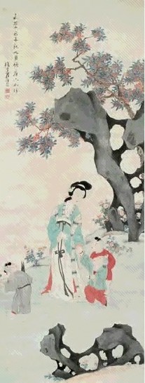 翟继昌 1801年作 携子图 立轴 设色纸本