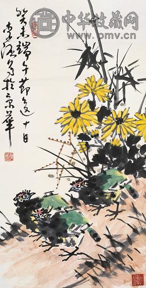 李涵 花鸟 镜心 设色纸本