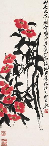 娄师白 山茶花 立轴 设色纸本