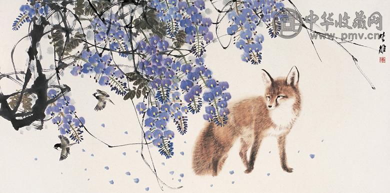 方楚雄 紫藤动物 镜心 设色纸本