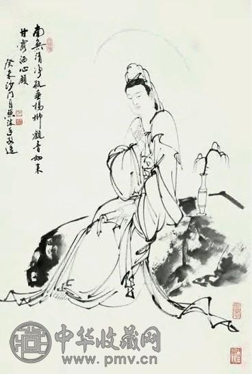 月照上人 2003年作 甘露洒心愿 立轴 水墨纸本