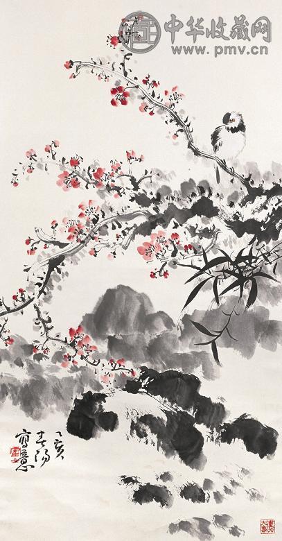 霍春阳 花鸟写意 立轴 设色纸本