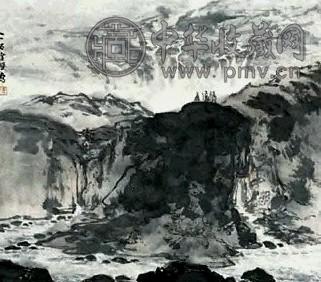 傅二石 观瀑图 镜心 设色纸本