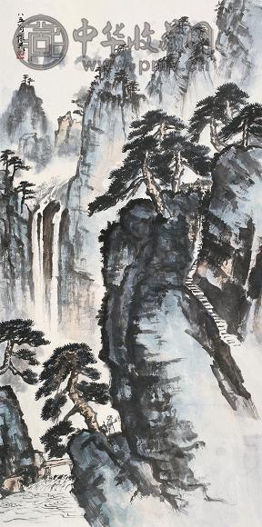 周怀民 1992年作 松荫山居图 立轴 设色纸本