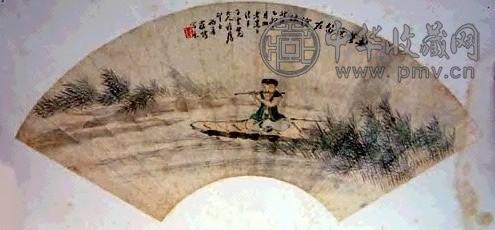 罗聘 人物 扇面 设色纸本