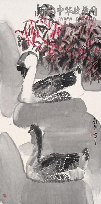 许敦平 鹅 挂轴 设色纸本