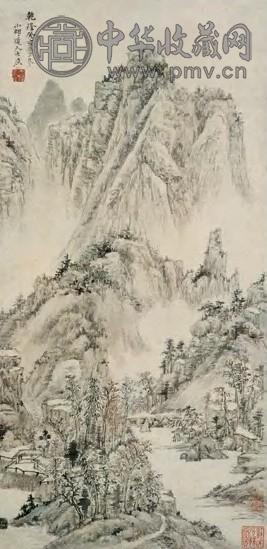 方士庶 乾隆癸亥(1743年)作 山水 镜片 设色纸本