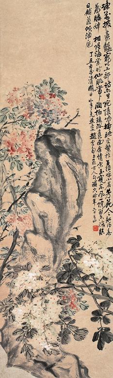 赵云壑 丁丑(1937年)作 花卉 立轴 纸本设色