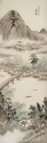 吴伯涛 山水 立轴 设色纸本