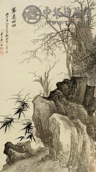 吴历 寒严竹柯图 轴