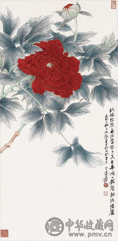 张大千1949年作红牡丹镜心设色纸本收藏资讯|艺术家|书画家|书画