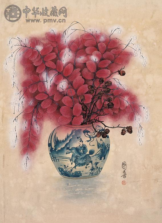 涂国喜 二月花 挂轴 设色纸本