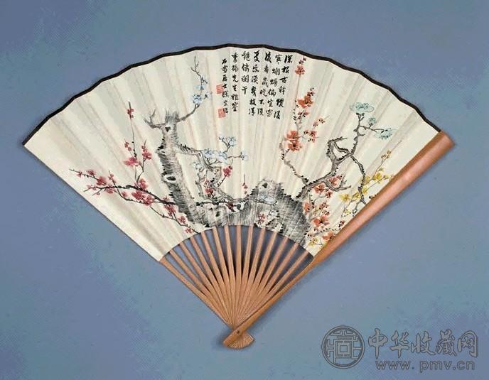 徐石雪 1941年作 梅花 扇面 设色纸本