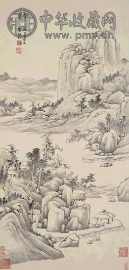 徐适 1643年作 山水 立轴 水墨纸本