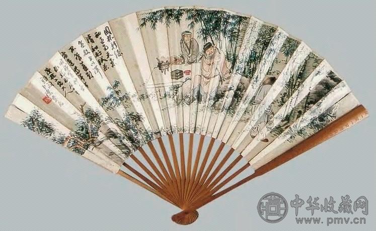 陈崇光 人物、书法 扇面 纸本