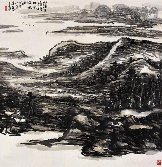 王康乐 丁卯(1987年)作 山乡景色 镜心 设色纸本