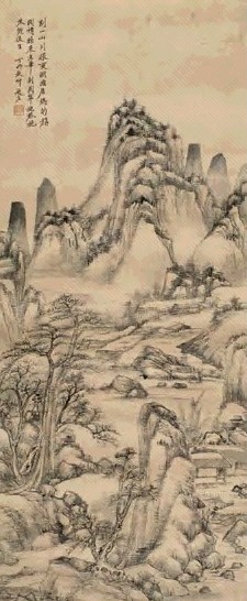 赵左 17世纪作 溪山清霁图 立轴 水墨纸本