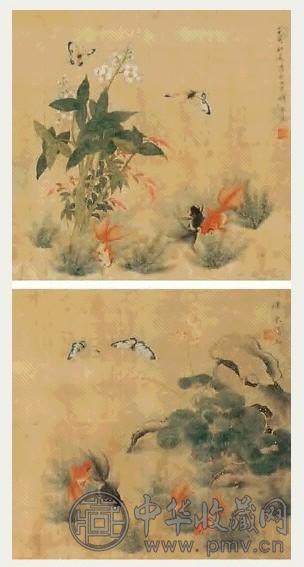 恽冰 金鱼 立轴 绢本