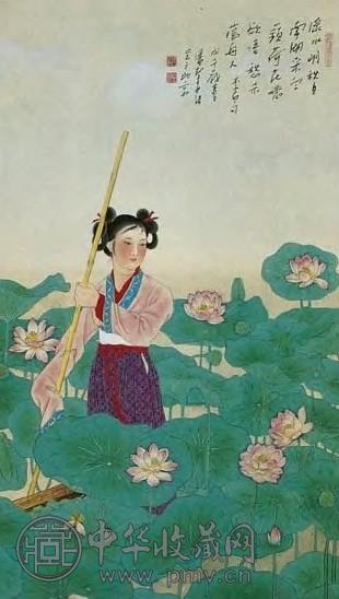 潘絜兹 当代 采莲图 轴